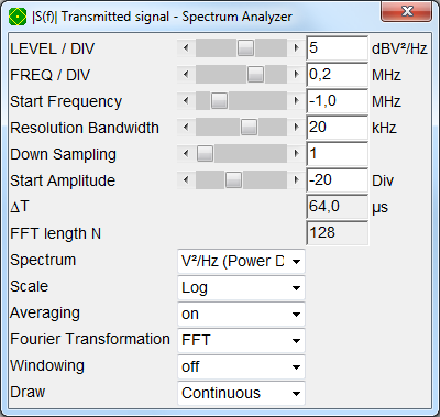 Spectrum analyzer settings