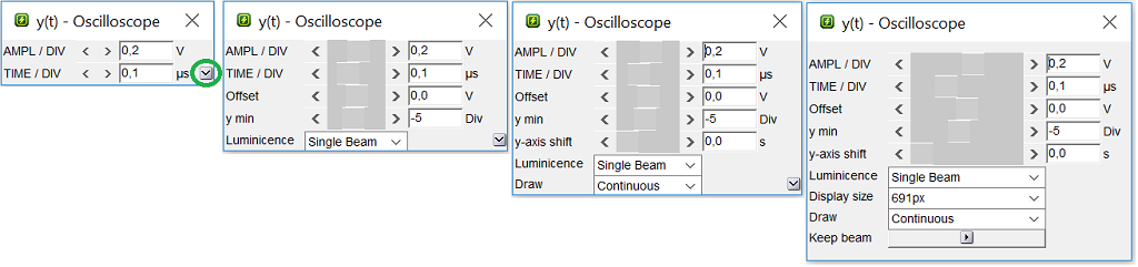 Overview of all oscilloscope setting stages